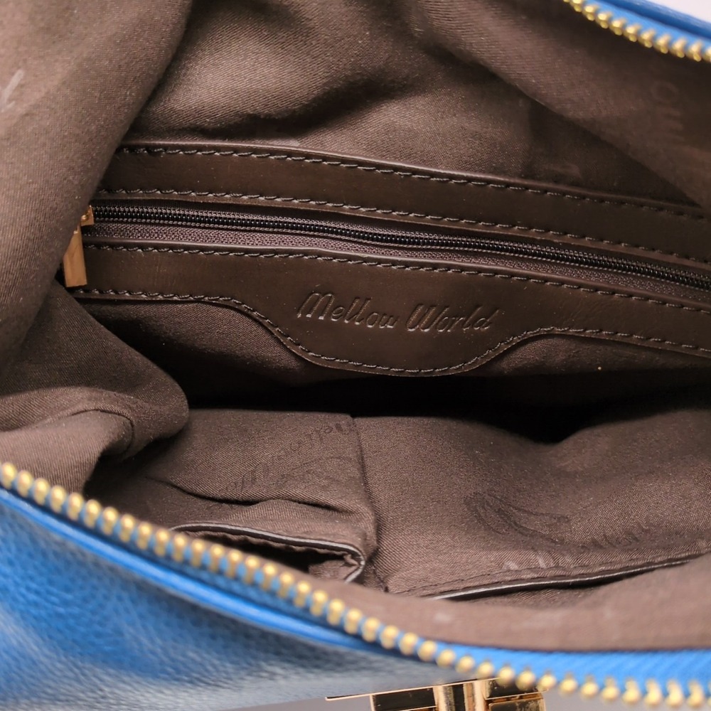 Mellow World Purse Womens Blue L Tote Handbag Zip Close‎ Clasp Single Strap NEW - Picture 5 of 8